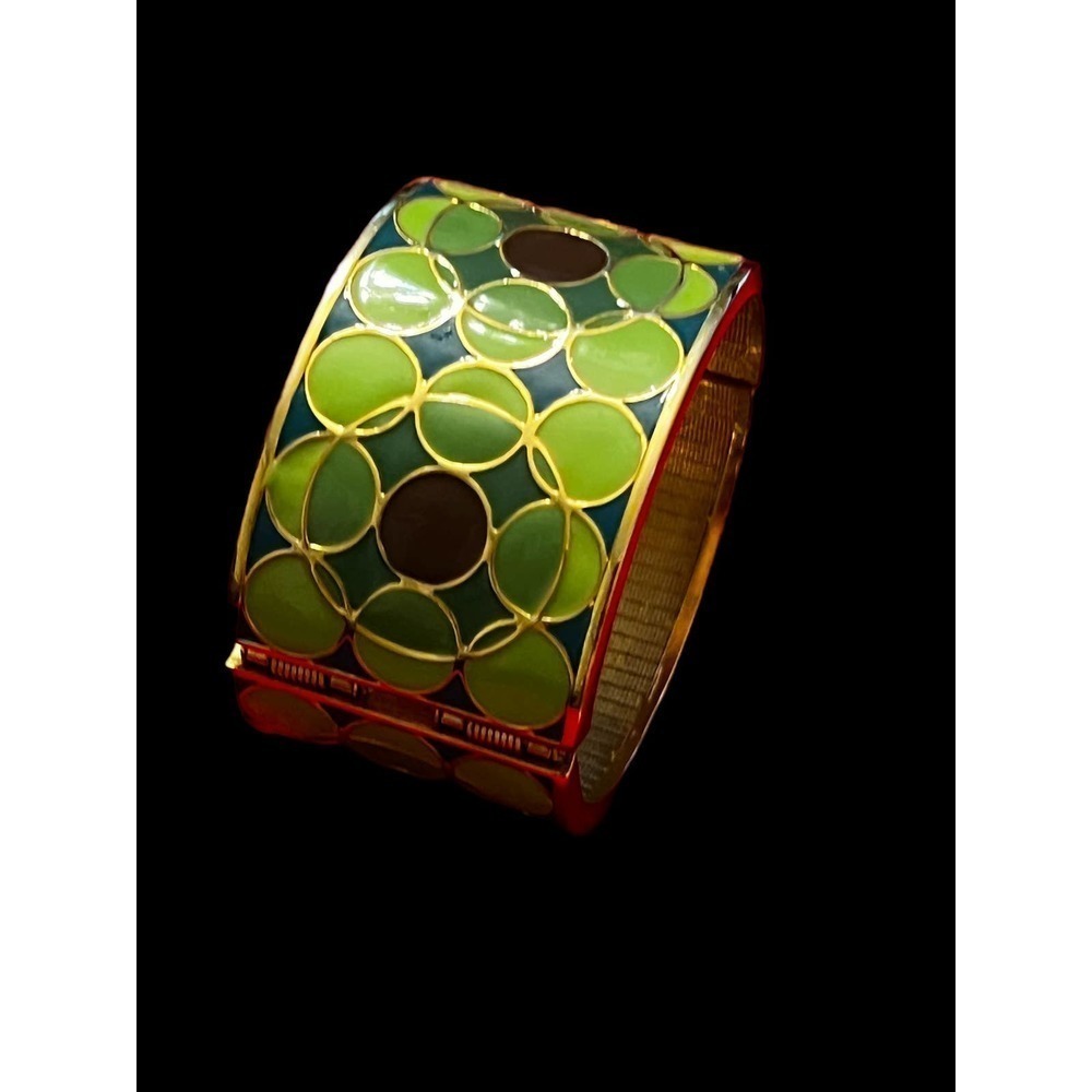 Green Geometric Bangle Bracelet - image 1